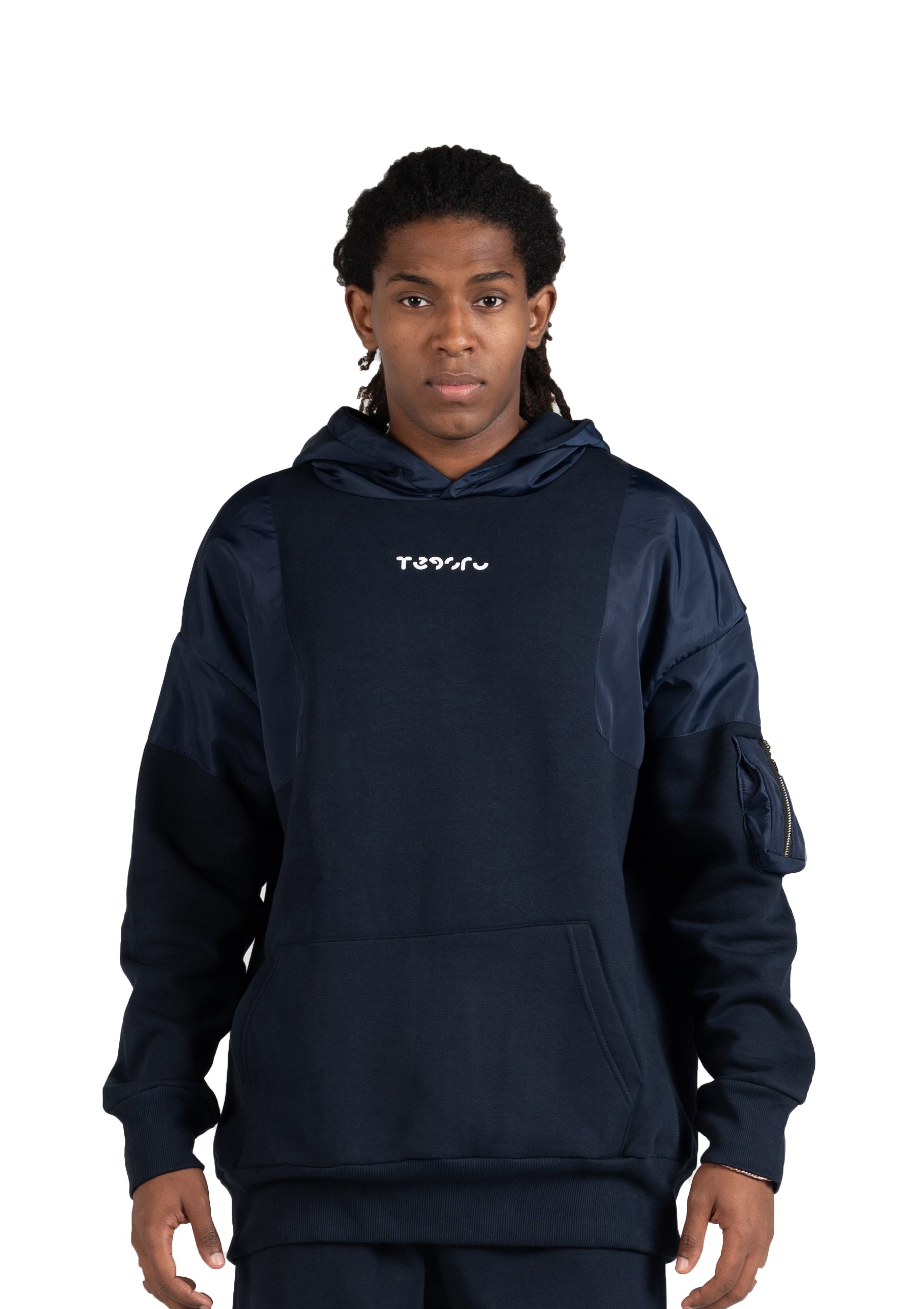 D-Blue Waterproof Hoodie Zipper pocket .